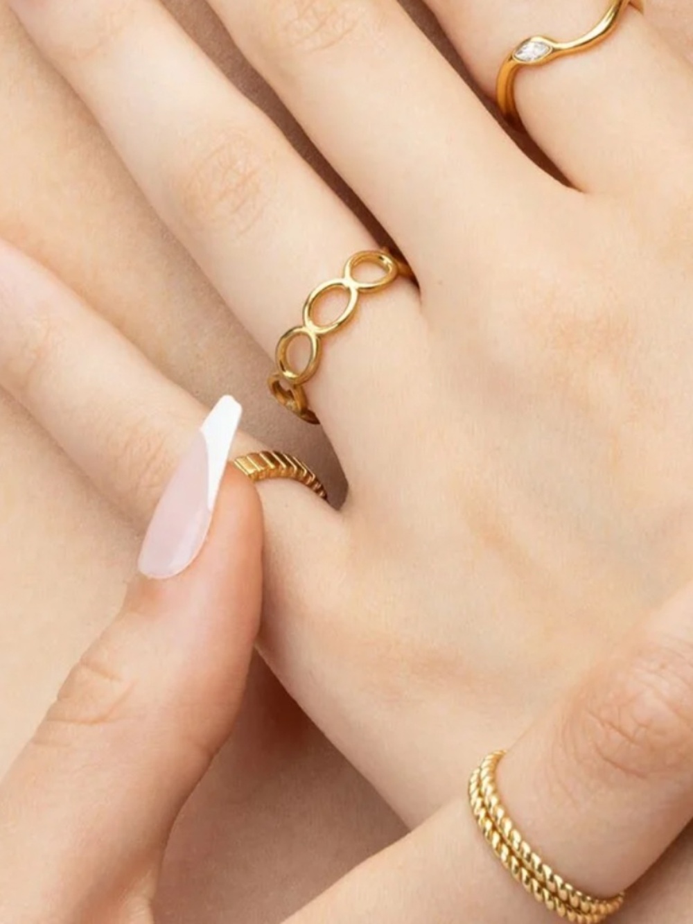 18k Gold PVD Stainless Steel Open Loop Adjustable Ring -gold